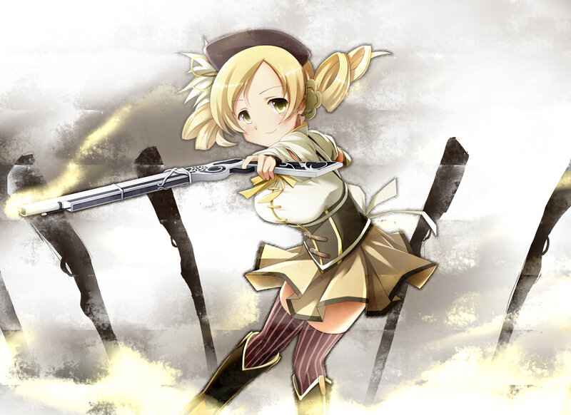 Blonde Girl with Rifle — White