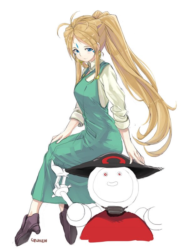Blonde Girl with Robot — Green