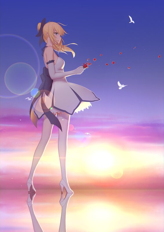 Blonde Girl with Rose — Purple