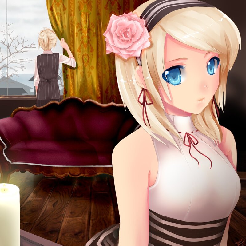 Blonde Girl with Rose — White, Calm