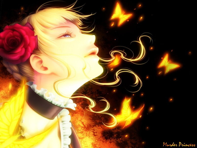 Blonde Girl with Rose — Yellow