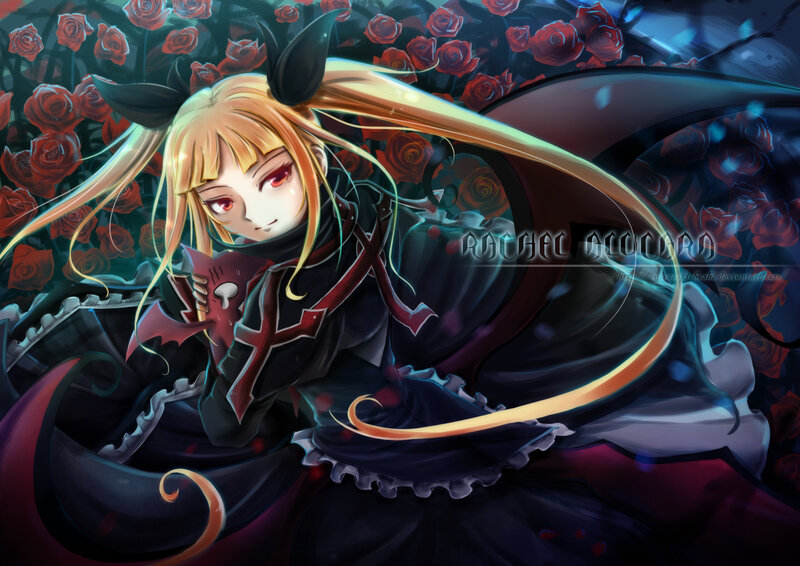 Blonde Girl with Roses — Black