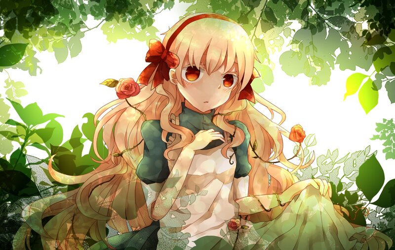 Blonde Girl with Roses — Green
