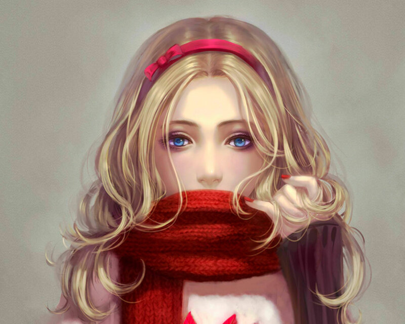 Blonde Girl with Scarf