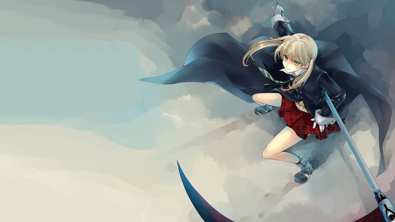 Blonde Girl with Scythe — Blue, Dramatic, Anime