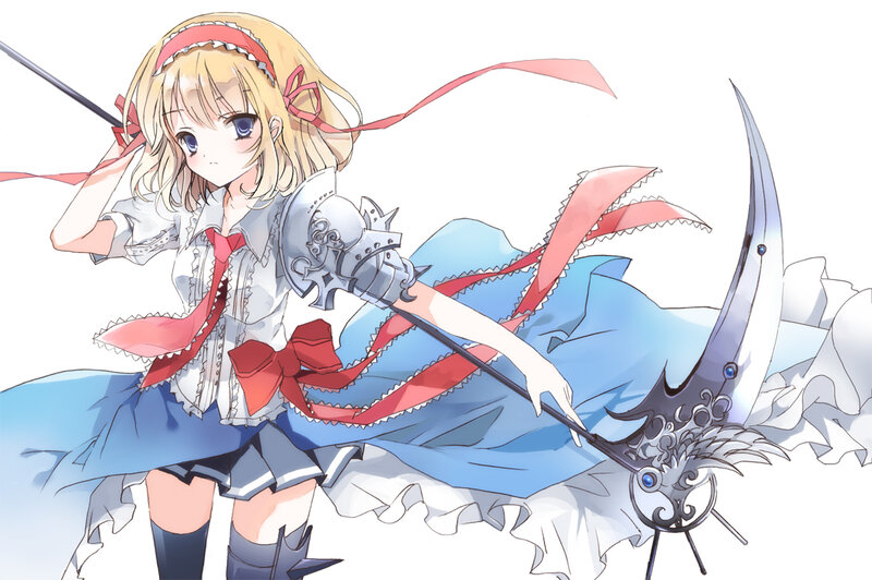 Blonde Girl with Scythe — Blue, Dynamic