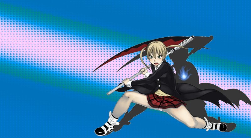 Blonde Girl with Scythe — Blue