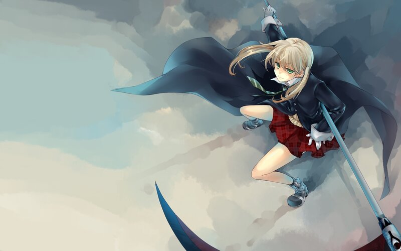 blonde girl with scythe