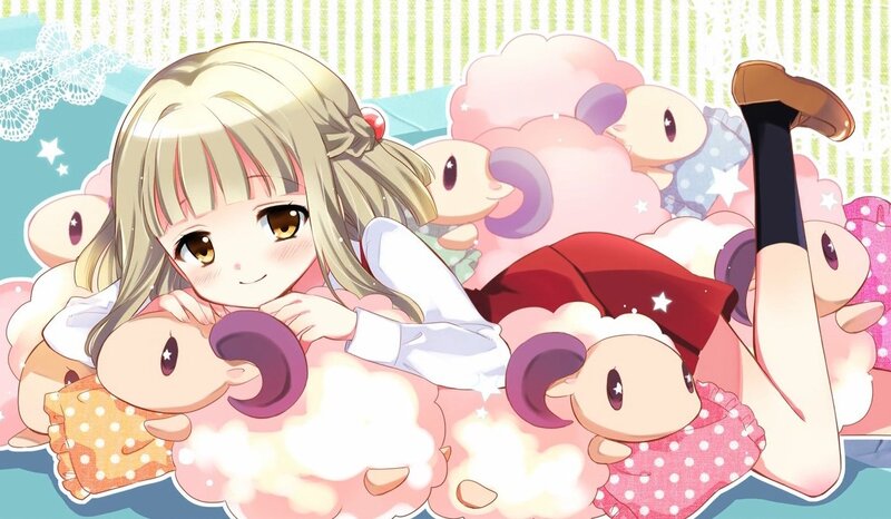 Blonde Girl with Sheep — Pink