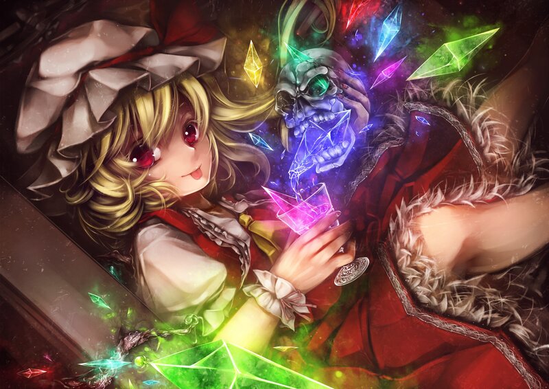 Blonde Girl with Skull — Red
