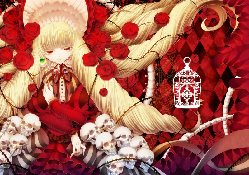 Blonde Girl with Skulls