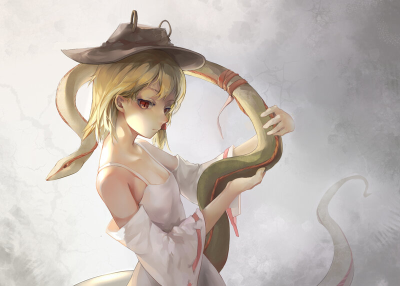 Blonde Girl with Snake — White, Calm