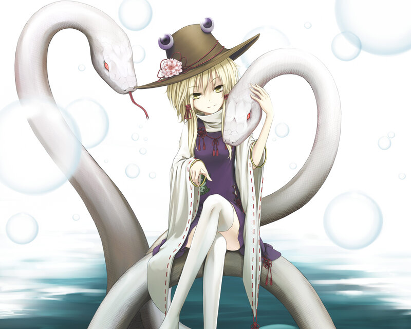 Blonde Girl with Snake — White