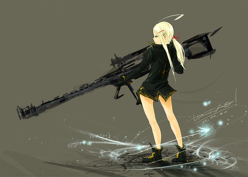 Blonde girl with sniper rifle