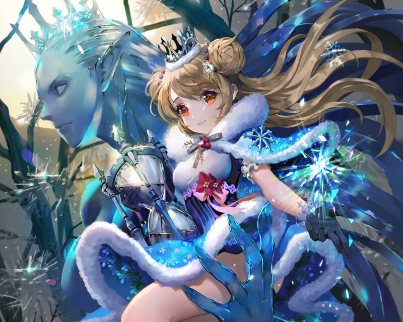 Blonde Girl with Snowflakes