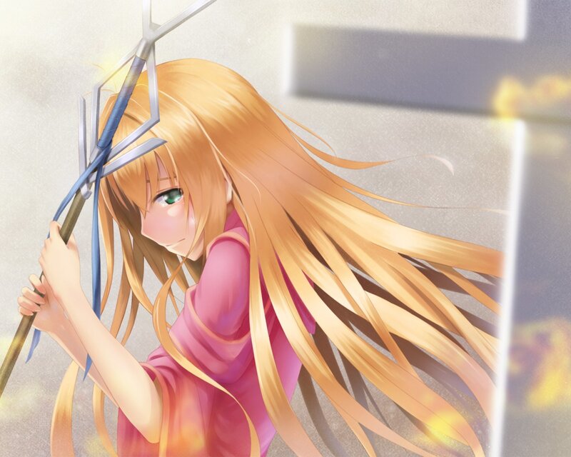 Blonde Girl with Spear — Pink