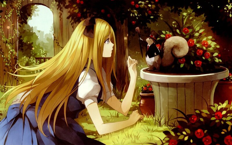 Blonde Girl with Squirrel — Yellow