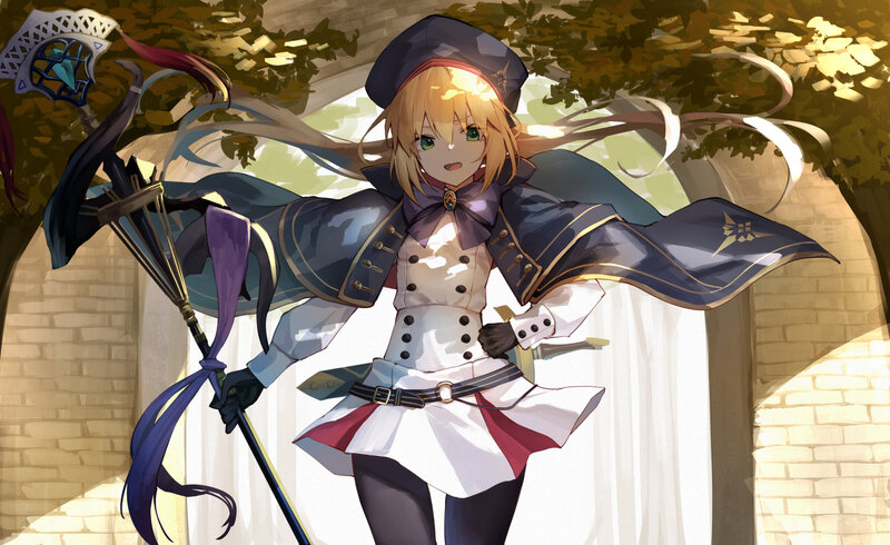 Blonde Girl with Staff — Blue, Dramatic
