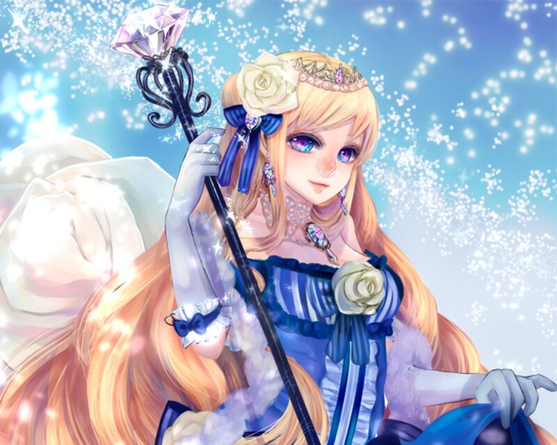 Blonde Girl with Staff — Blue, Magical