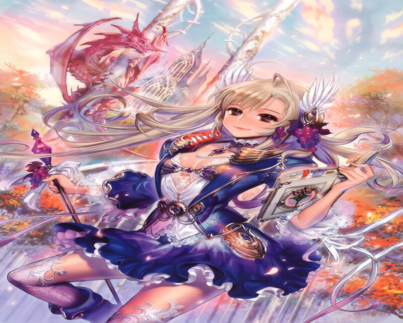 Blonde Girl with Staff — Blue