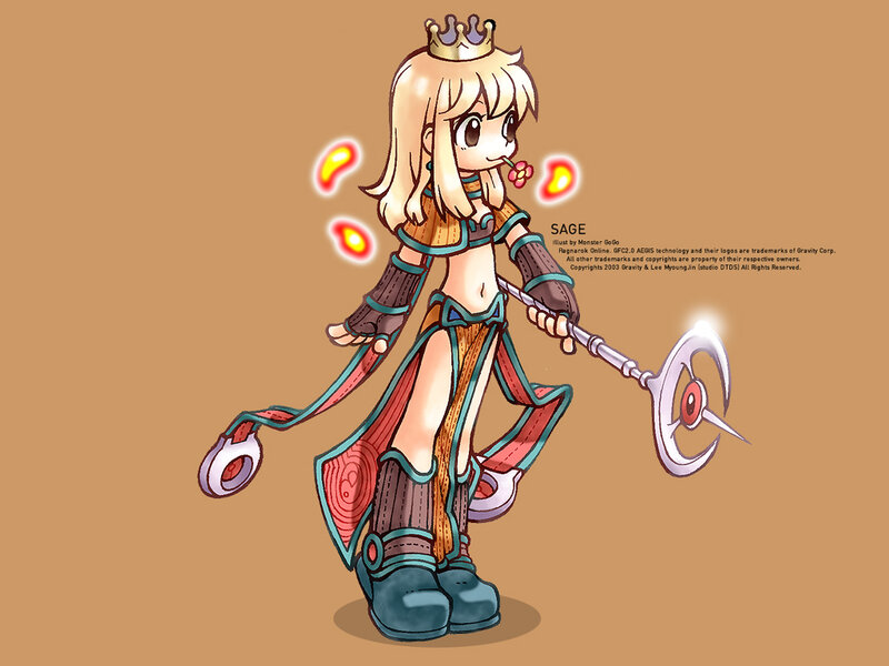 Blonde Girl with Staff — Brown, Playful