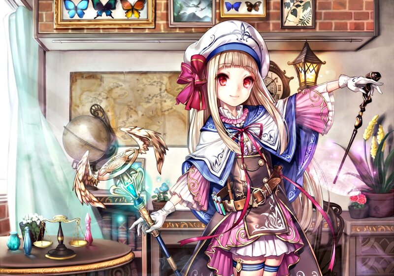 Blonde Girl with Staff — Pink, Calm