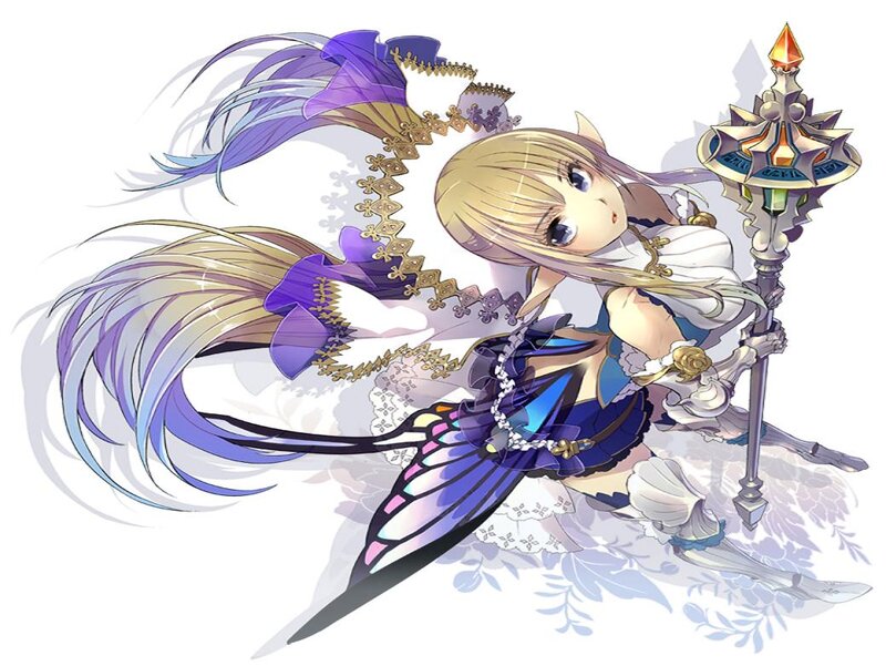 Blonde Girl with Staff — Purple, Calm