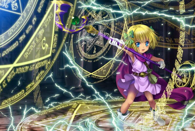 Blonde Girl with Staff — Purple, Dramatic, Anime