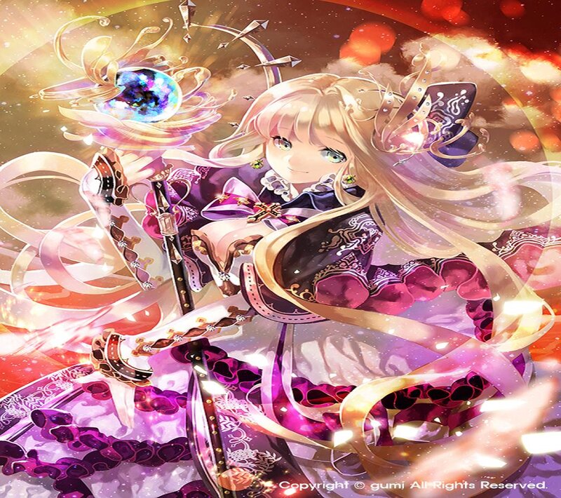 Blonde Girl with Staff — Purple, Dramatic, Digital Art