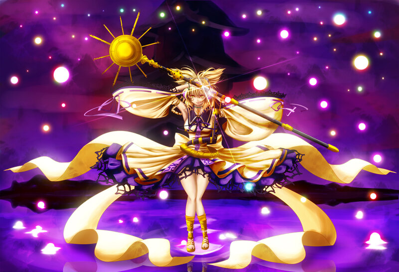 Blonde Girl with Staff — Purple, Dramatic