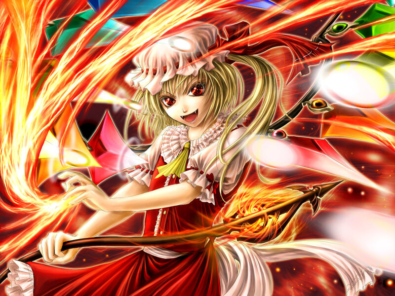 Blonde Girl with Staff — Red, Dramatic