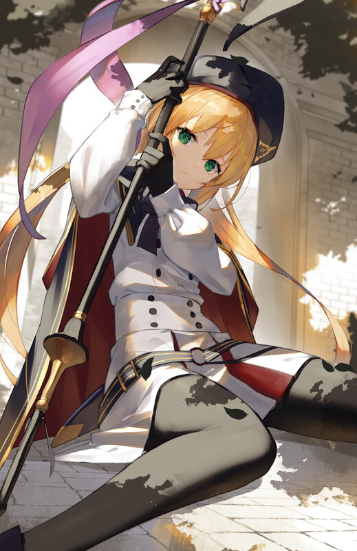 Blonde Girl with Staff — White, Dramatic