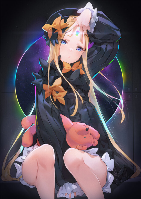 Blonde Girl with Stuffed Animal — Black
