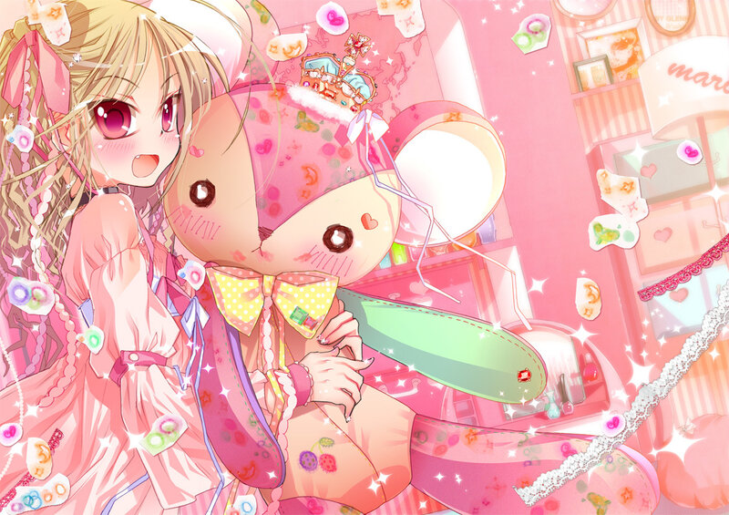 Blonde Girl with Stuffed Animal — Pink