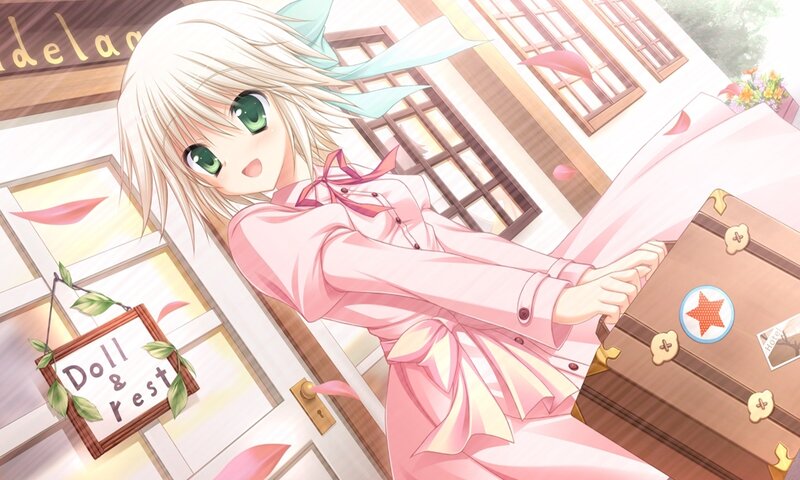Blonde Girl with Suitcase — Pink