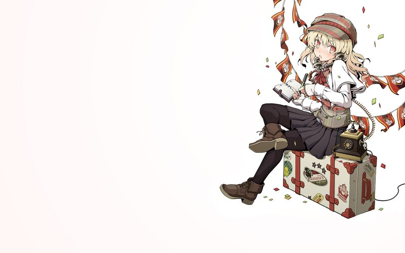 Blonde Girl with Suitcase — White