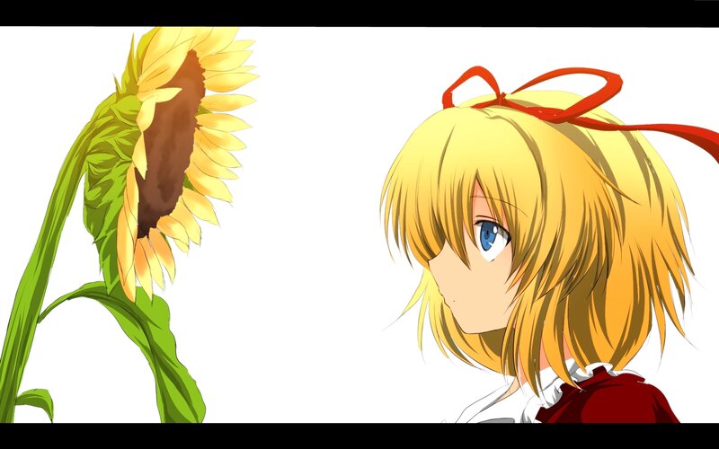 Blonde Girl with Sunflower — Yellow, Calm