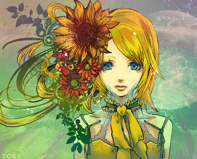 Blonde Girl with Sunflower — Yellow