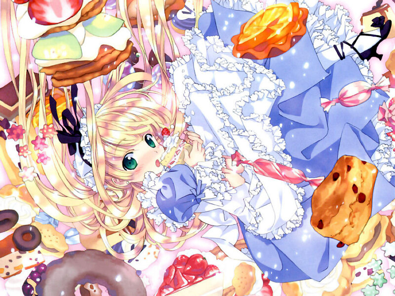 Blonde Girl with Sweets — Blue