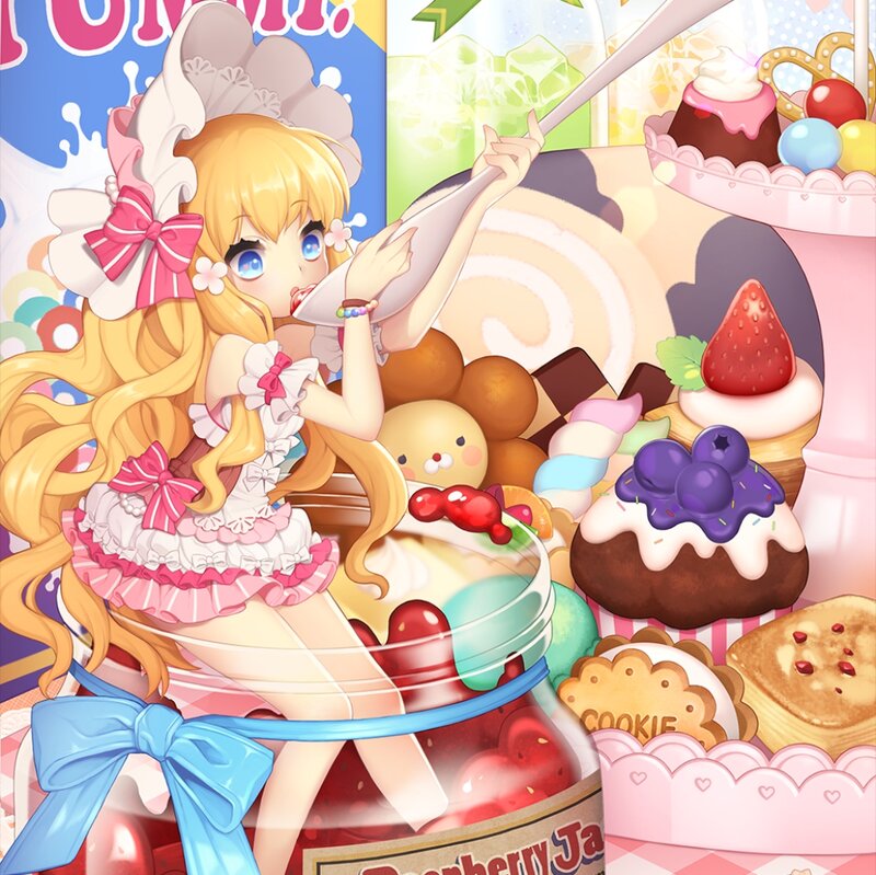 Blonde Girl with Sweets — Pink