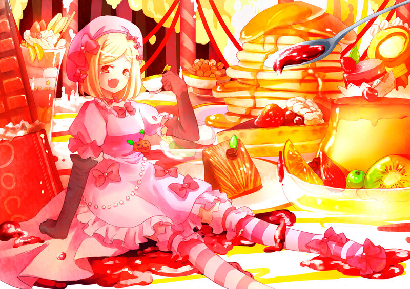 Blonde Girl with Sweets — Red
