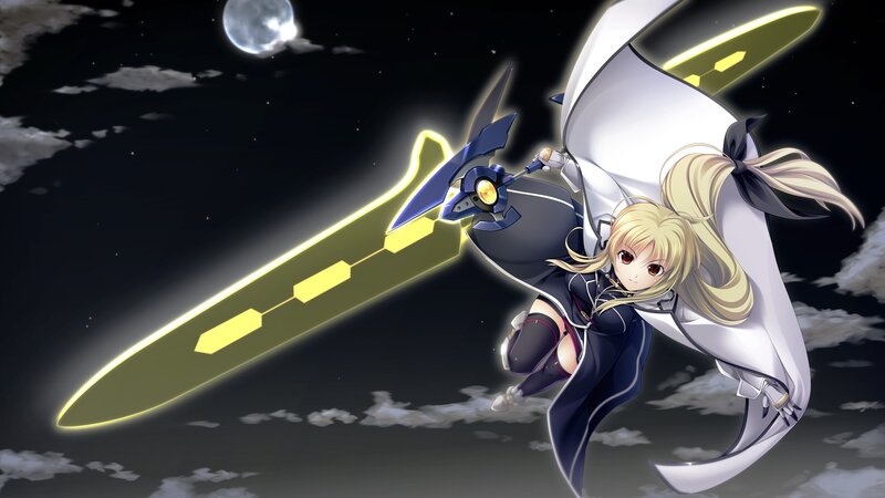 Blonde Girl with Sword — Black, Dramatic, Night, Anime, Moon