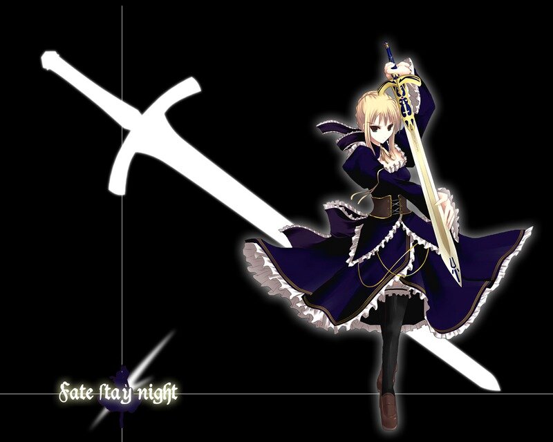 Blonde Girl with Sword — Black, Dramatic, Night, Anime