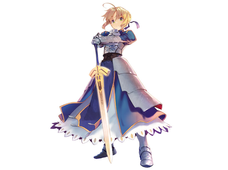 Blonde Girl with Sword — Blue, Confident