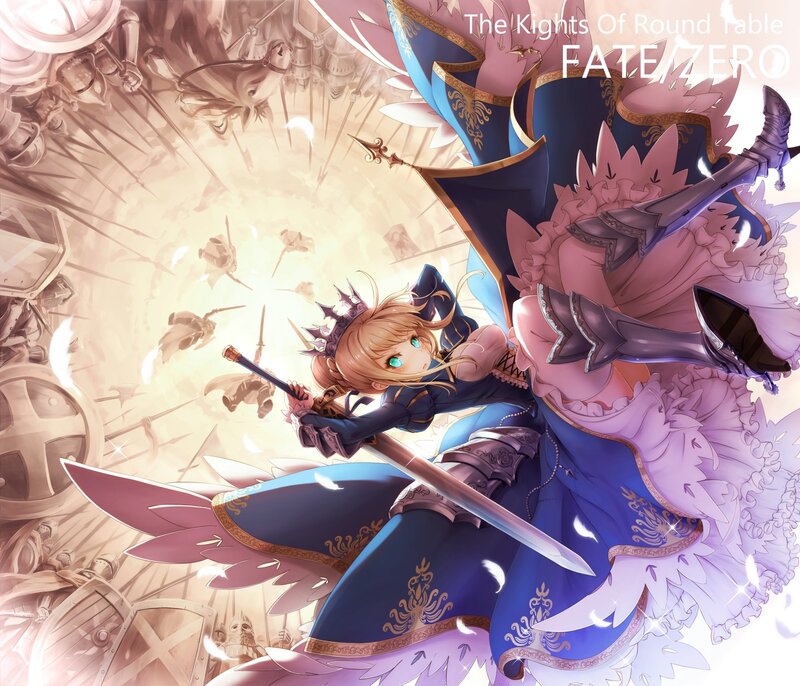 Blonde Girl with Sword — Blue, Dramatic, Anime, Armor, Battle