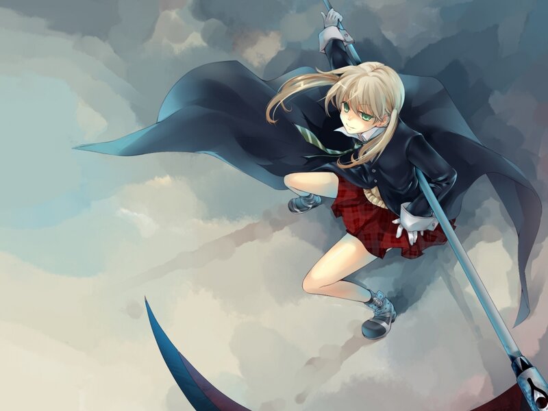 Blonde Girl with Sword — Blue, Dramatic, Anime, Cape