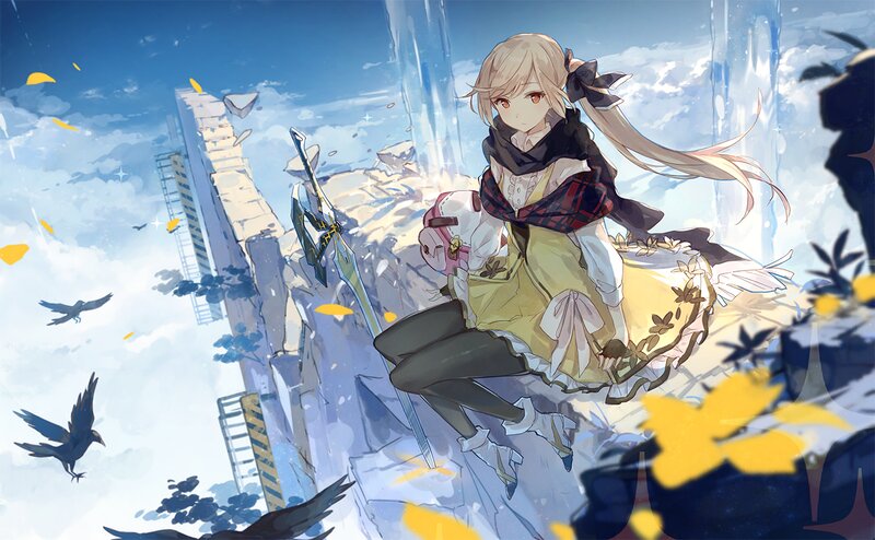 Blonde Girl with Sword — Blue, Dramatic, Autumn, Anime