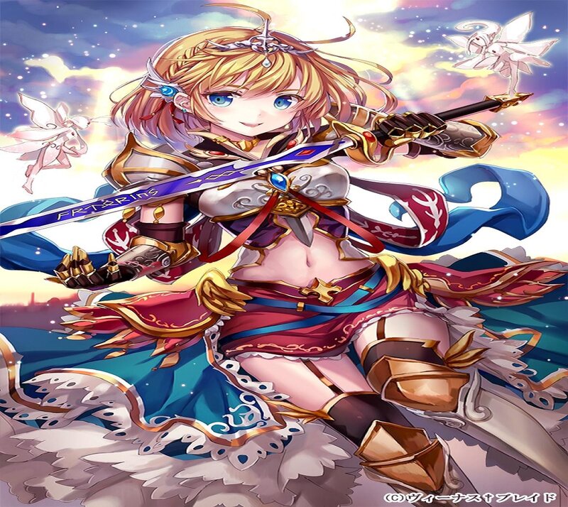 Blonde Girl with Sword — Blue, Dramatic, Sunset, Anime