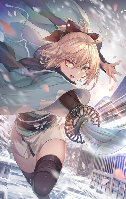 Blonde Girl with Sword — Blue, Dramatic, Winter