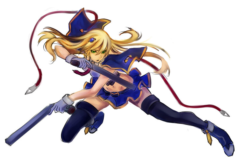 Blonde Girl with Sword — Blue, Dynamic, Anime, Hat